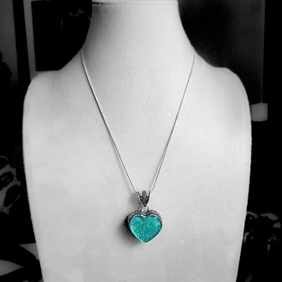 AUSTRALIAN TRIPLET OPAL HEART PENDANT STERLING CHAIN 100% ARTISAN NEWHANDCAFTED - Picture 4 of 10